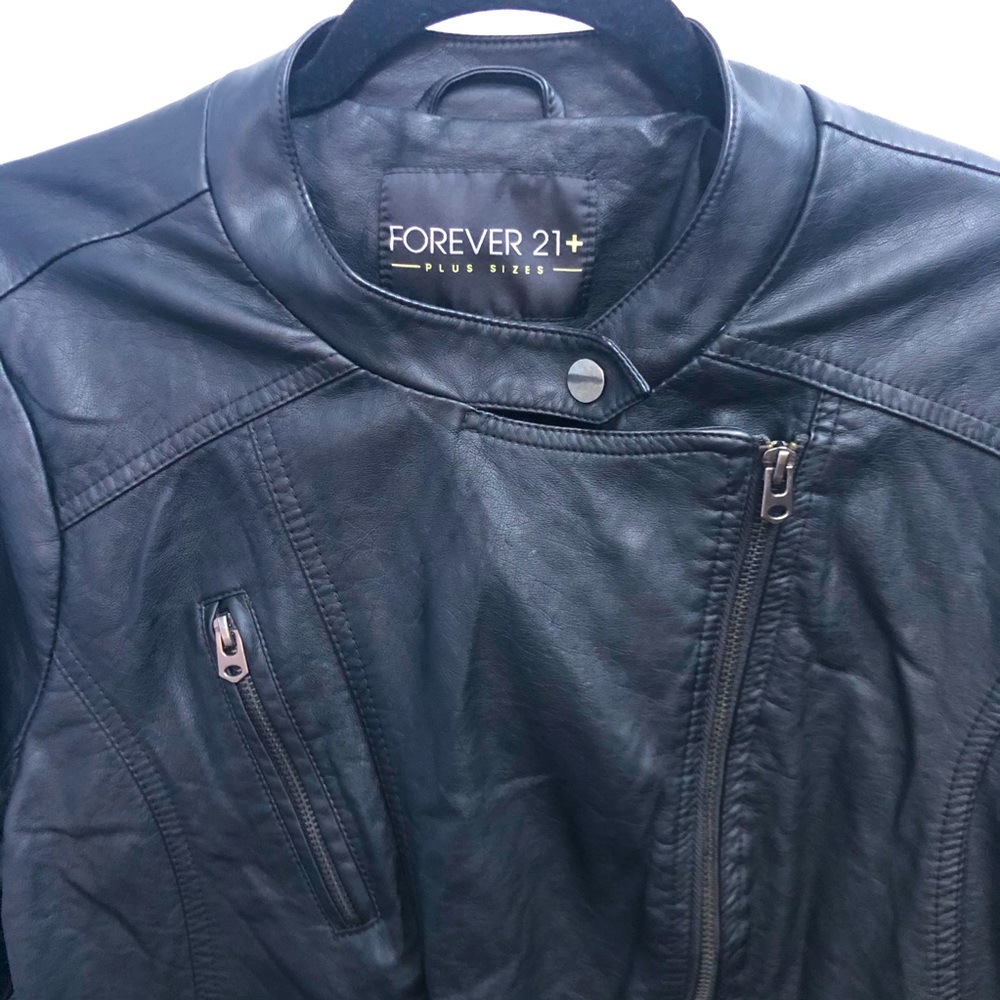 Forever 21+ faux black Leather Jacket size 1x
